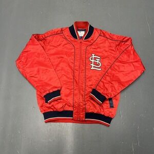 Vintage St Louis Cardinals Varsity Satin Bomber Jacket MLB Mens L Red 90s